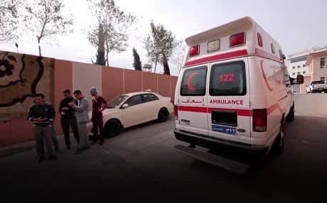 A patient is transported to a hospital in Erbil from Makhmour. Photo: Rudaw TV