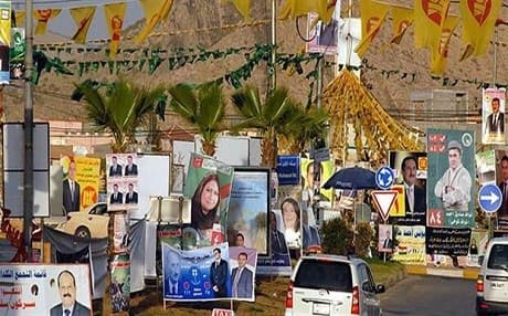 Campaign poster blanket a city in the Kurdistan Region. File photo: Rudaw