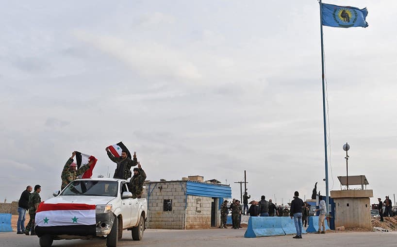 The first group of pro-Syrian government forces arrived in Afrin on Tuesday. Photo: George Ourfalian/AFP
