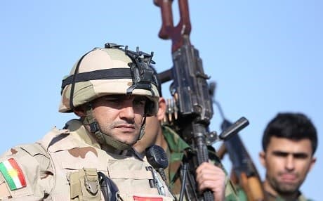 A member of the Kurdish Peshmerga pictured in 2015 in Makhmur front, southwest of Erbil. Photo: Rudaw