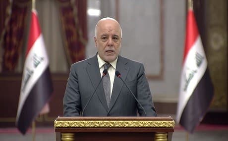 Iraqi Prime Minister Haider al-Abadi speaks at a press conference on Tuesday February 27, 2018 in Baghdad. Photo: screenshot/PM office