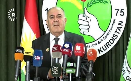 Spokesperson of the Patriotic Union of Kurdistan (PUK) Saadi Ahmed Pira at a press conference in 2017. File photo: Rudaw TV