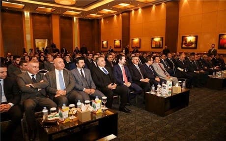KRG Deputy PM Qubad Talabani (in the middle wearing a red tie) attends a Ministry of Higher Education and Scientific Research event in Erbil on March 1, 2018. Photo: KRG