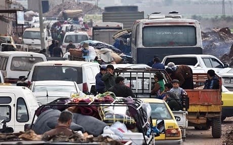 In Kurdish Afrin's countrysides, people are fleeing as Turkey and its FSA proxy fighters press towards the capital city. Photo :AFP/George Ourfalian/File