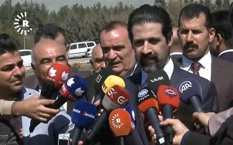 Deputy Prime Minister of the Kurdistan Region Qubad Talabani speaking to reporters in Sulaimani on March 11, 2018. Photo: Rudaw TV
