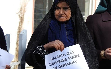 A woman survivor of the Halabja attack attended a Halabja court on Tuesday when a landmark lawsuit was filed against German companies accused of conspiring with the Iraqi regime in the attack. Photo: Osamah Golpy/Rudaw
