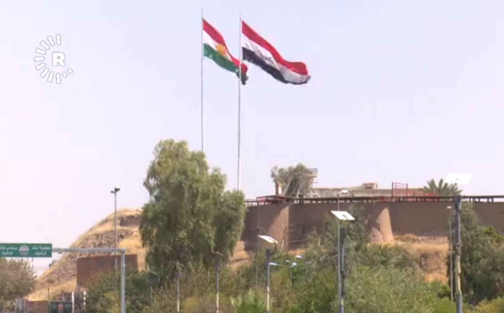 Kurdistan and Iraqi flags flying over Kirkuk last year. Photo: Rudaw