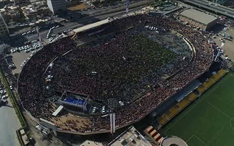Tens of thousands of people pack Hariri Stadium in Erbil on September 21, 2018 for an independence referendum rally. There were no major security incidents. Photo: Rudaw TV
