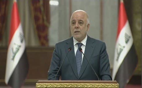 Iraqi Prime Minister Haider al-Abadi speaks at his weekly press conference on March 20, 2018 in Baghdad. Photo: screenshot/social media