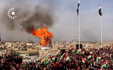 The Newroz fire was lit in Kirkuk on March 20. Photo: Rudaw TV