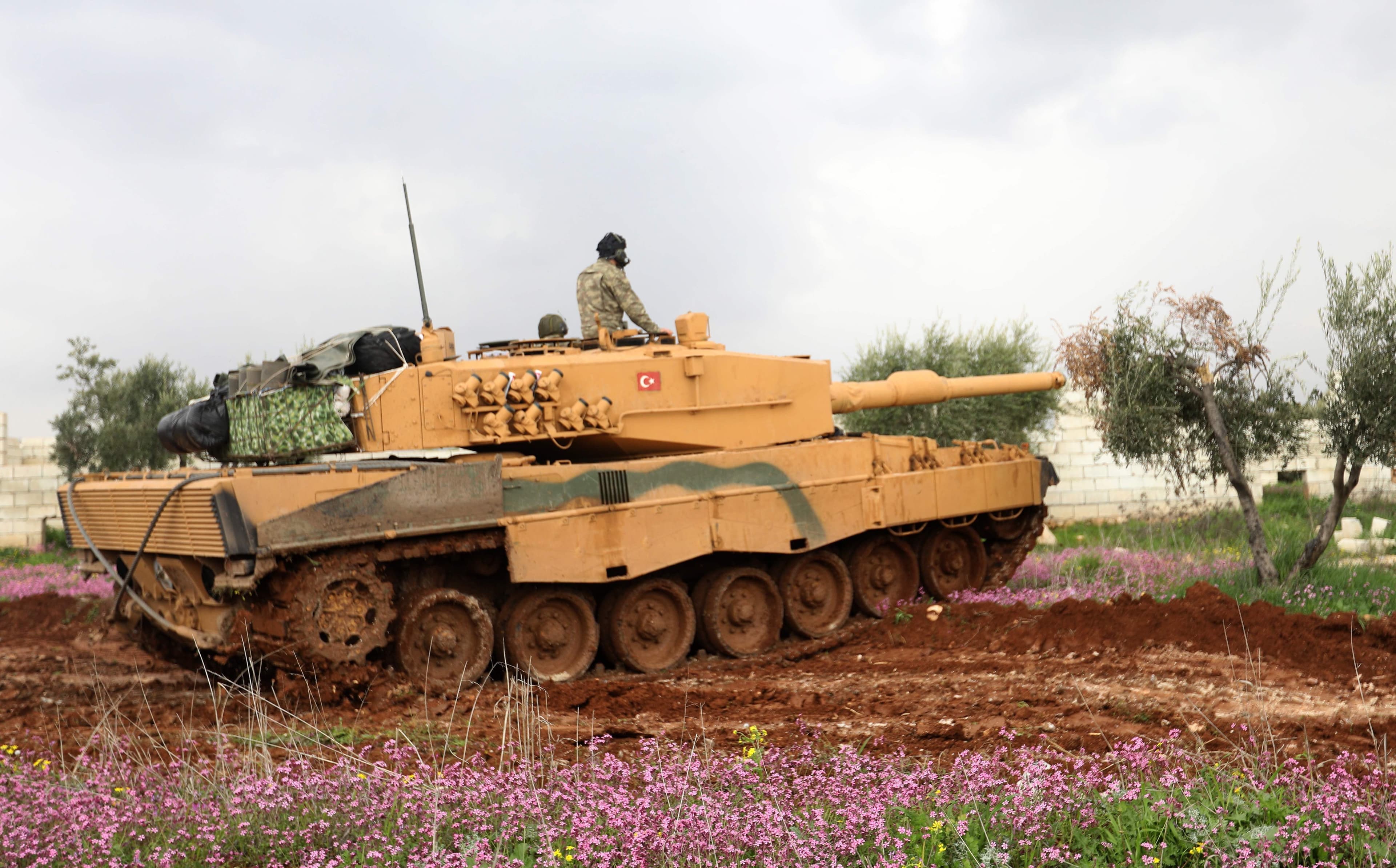 A Turkish tank on the outskirts of Jandaris town, southwestern Afrin. File photo: Omar Haj Kadour / AFP