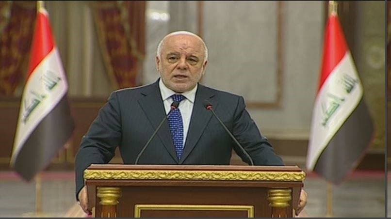 Iraqi Prime Minister Haider al-Abadi speaking to reporters in Baghdad on April 1, 2018. Photo: Rudaw TV
