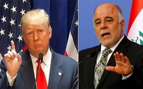 US President Donald Trump and Iraqi Prime Minister Haider al-Abadi. Photos: Governments of the US and Iraq