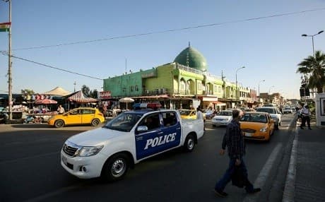 A police car pictured in Kirkuk on October 17, one day after the city came under Iraqi control. Photo: AFP