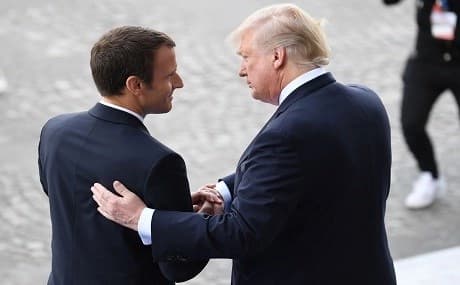 French President Emmanuel Macron (L) with US counterpart Donald Trump, July 14, 2017. File photo: Alain Jocard / AFP