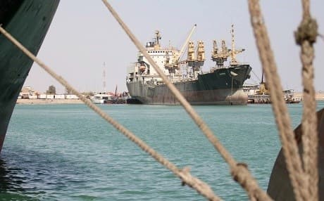 A cargo ship docked at Basra’s Umm Qasr port. File photo: AFP