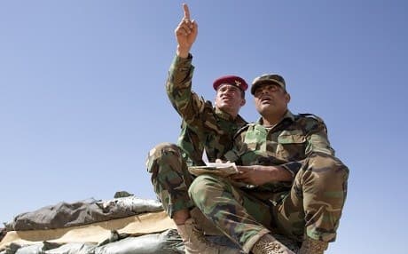 Peshmerga gesture during a training course with the coalition in October 2017. Photo: Sgt. Tracy McKithern/US Army