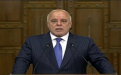 Incumbent Iraqi prime minister Haider al-Abadi gives televised speech on May 14, 2018. Photo: Rudaw