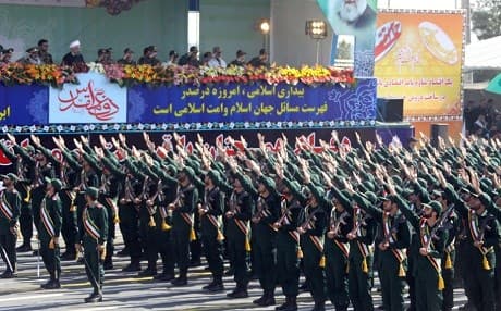 Soldiers from the Islamic Revolutionary Guard Corps parade in Tehran. File photo: AFP