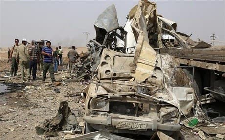 The site of a bomb attack in the Khashman district, north of the eastern Syrian city of Hasakah, on September 14, 2015 ©AFP