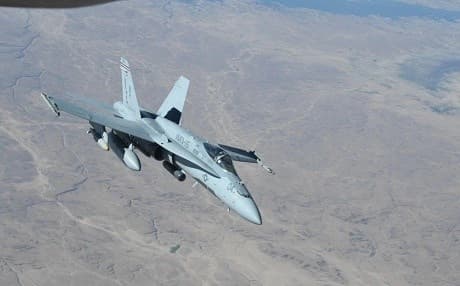 A US Marine Corps F/A-18 Hornet pictured in flight over Iraq. Photo: Staff Sgt. Keith James/US Air Force