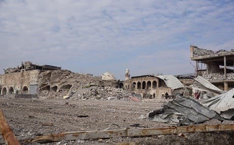 The fighting to rid ISIS from Iraq ruined many religious sites like Abdal Mosque in Bab al-Saray bazaar located in the Old City of western Mosul. Photo: Ali al-Baroodi