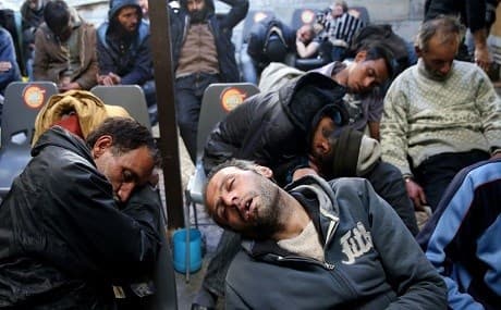 Drug addicts at a shelter south of Tehran, Iran, Feb. 3, 2015. File photo: Ebrahim Noroozi / AP