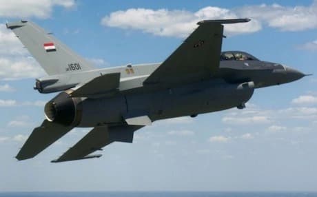 An F-16 fighter in flight with the Iraqi flag on its tail. Photo: Lockheed Martin/the Aviotionist