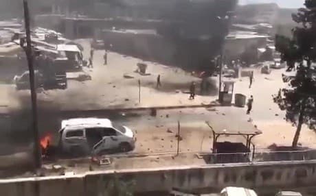 At least two explosions rocked downtown Afrin on Wednesday.