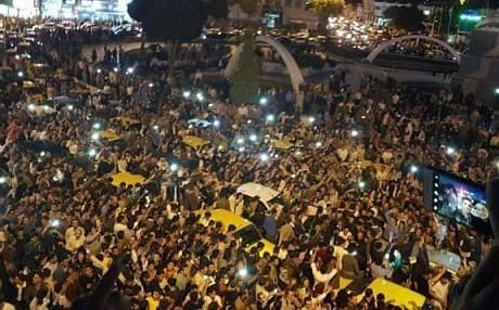 Thousands of Kurds in Iran celebrated the success of their neighbor’s independence referendum. Photo: PDKI
