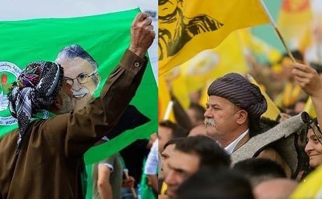 PUK and KDP supporters. Composite photo: Mohammed Shwani / Rudaw