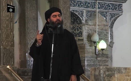 An image grab from a propaganda video released by al-Furqan media allegedly shows Abu Bakr al-Baghdadi addressing worshippers at a mosque in Mosul in July 2014. Photo: AFP