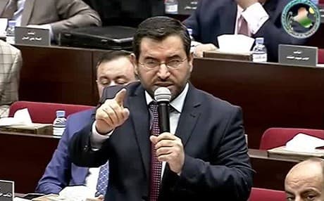 KIU bloc head Muthana Amin speaks in the Parliament of the Republic of Iraq. File photo: Iraq parliament