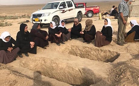 Bodies of Yezidis are exhumed from a mass grave in Tel Afar, Iraq, on October 15, 2018. Photo: Submitted to Rudaw