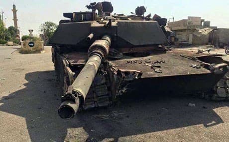 A US-supplied Abrams tank destroyed by Peshmerga forces near Pirde during clashes with Iraqi armed forces in October 2017. Photo: Rudaw 