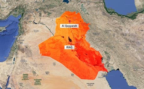 Qayyrah is located 300 kilometers northwest of the Iraqi capital of Baghdad. Image: Rudaw via Google Earth