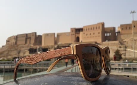 Kurd Wears sunglasses are made from maple and bamboo wood and are engraved with Kurdish-inspired designs. Photo: Kurd Wears