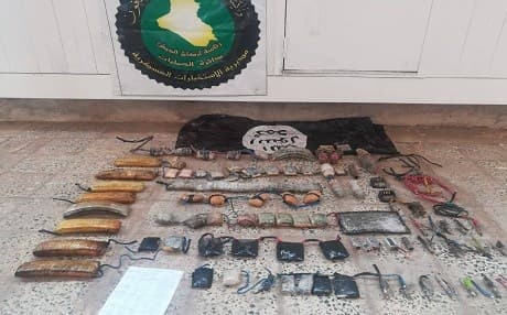 Iraqi Security Forces released a photo on October 24, 2018, of an ISIS weapons cache from Mosul. Photo: Iraqi MoD