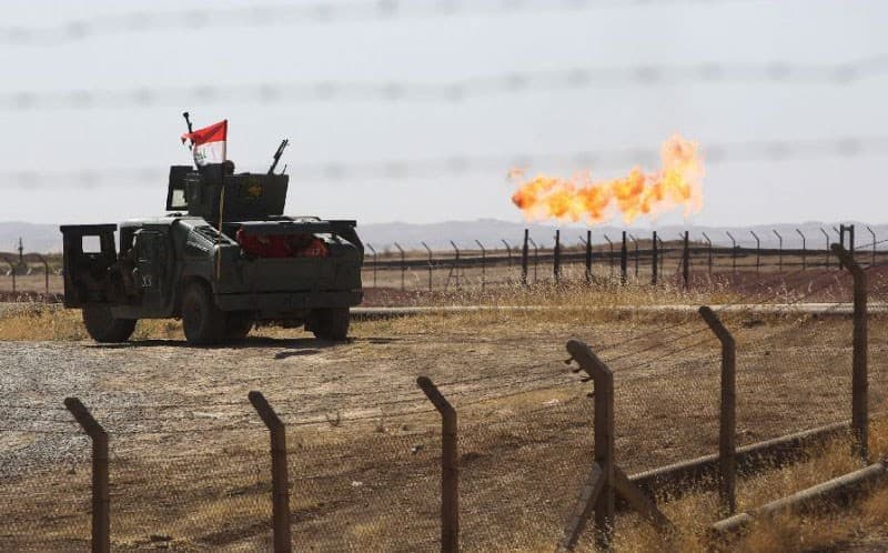 An Iraqi army vehicle parked at Kirkuk’s Bai Hassan oil field on October 17, 2018 when federal forces took control of the disputed province. Photo: Ahmad al-Rubaye/AFP