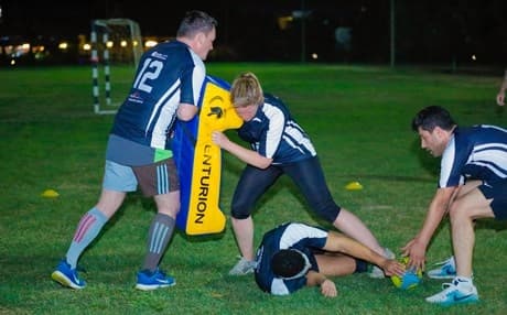 During a workout in Erbil, Kurdistan Region, on October 31, 2018, rugby players practice in preparation of the Dubai Sevens to be held in late-November. Photo: Mohammed Shwani | Rudaw