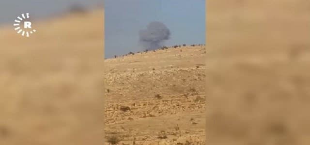 This image submitted to Rudaw via video shows an explosion following US-led coalition anti-ISIS air strikes on Mount Qarachogh, near Makhmour, on November 10, 2018.