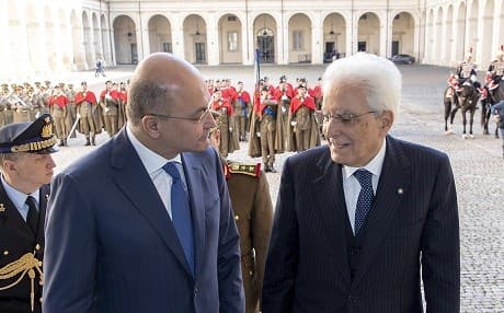 Italian President Sergio Mattarella (R) welcomed Iraqi President Barham Salih (L) to Rome on Thursday. Photo: Office of the President of Italy