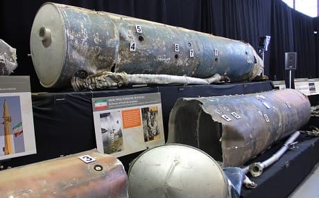The US military displays what it says are Iranian weapons, at Joint Base Anacostia-Bolling in Washington, DC, on November 29, 2018. Photo: Thomas Watkins/AFP