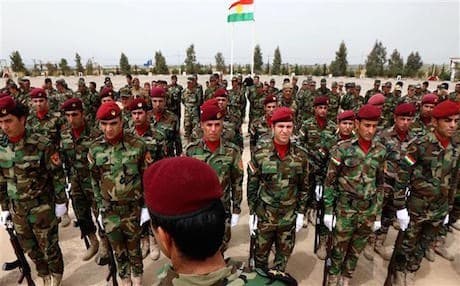 Rojava Peshmerga at a graduation ceremony at the Kurdistan Training Coordination Center in Erbil, April 2015. File photo: AFP