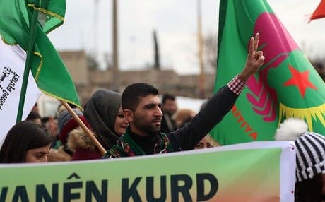 Kurds protest against a threatened Turkish invasion in Qamishli on December 28, 2018. Photo: Delil Souleiman/AFP