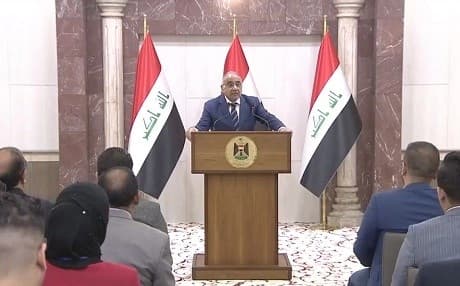 Iraqi Prime Minister Adil Abdul-Mahdi takes a question from a journalist during a press conference in Baghdad on January 8, 2019. Photo: PM office