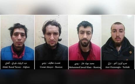 Photographs released by the SDF of the four foreign ISIS jihadis captured by their forces on January 9, 2019. Photo: SDF media office