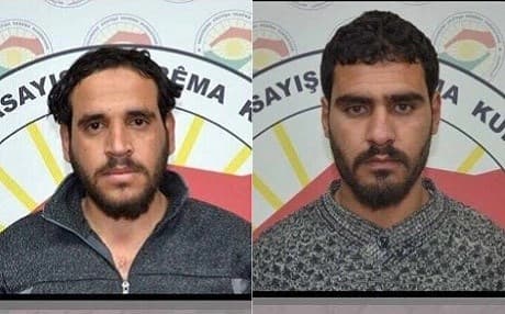 Ahmed Ibrahim Ahmed Jadi' and Qa'ttan Ali Ahmed Jadi', accused of membership in ISIS, were arrested on January 16, 2019. Photo: Kurdistan Region counter-terrorism directorate