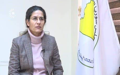 Ilham Ahmed, a co-chair of the Syrian Democratic Council, speaks with Rudaw during an interview in January 2019. Photo: Rudaw