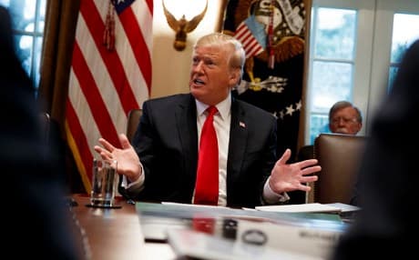 Donald Trump, the president of the United States, sits at a cabinet meeting in the White House. File photo: AP